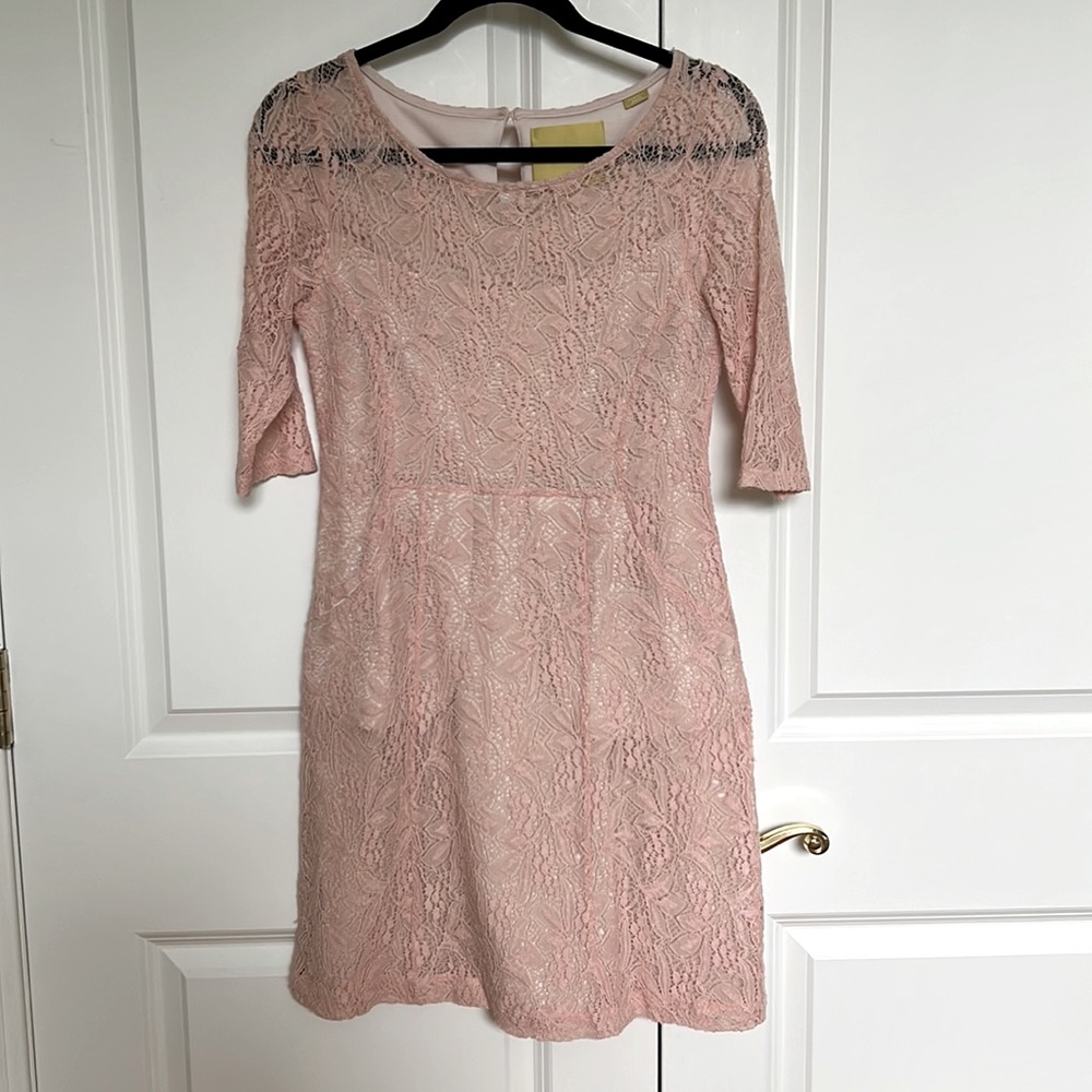 XS pink, lace dress by Maeve (Anthropology)